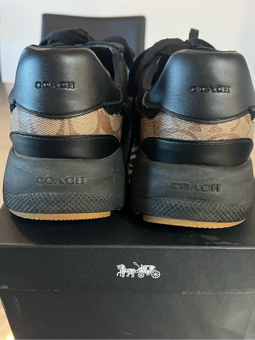 Coach Black and Tan Signature Pattern Men's Sneakers - Picture 7 of 9
